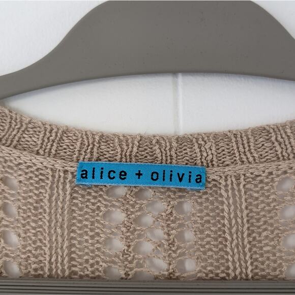 Alice + Olivia Tan/Taupe Open Knit Long Cardigan - Picture 3 of 6